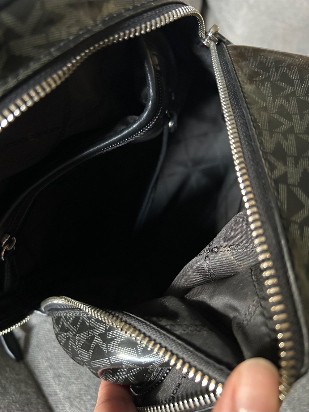 Michael Kors Rhea zip glossy Black MK Monogram Backpack - Picture 7 of 12